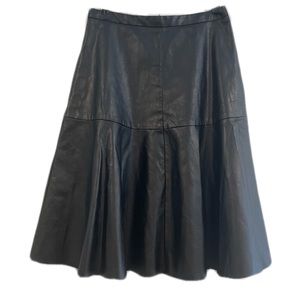J.O.A Black Faux Leather Midi Skirt